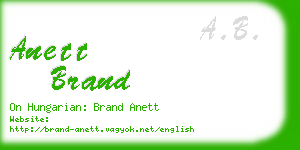 anett brand business card